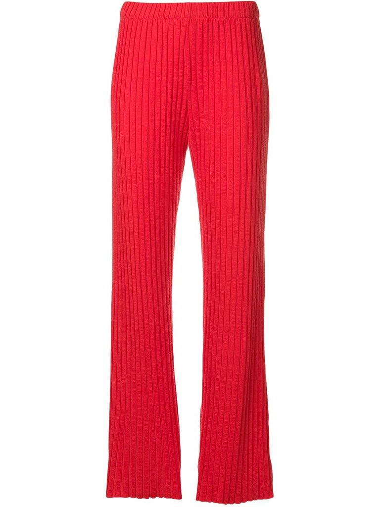 rib knit wide leg trousers