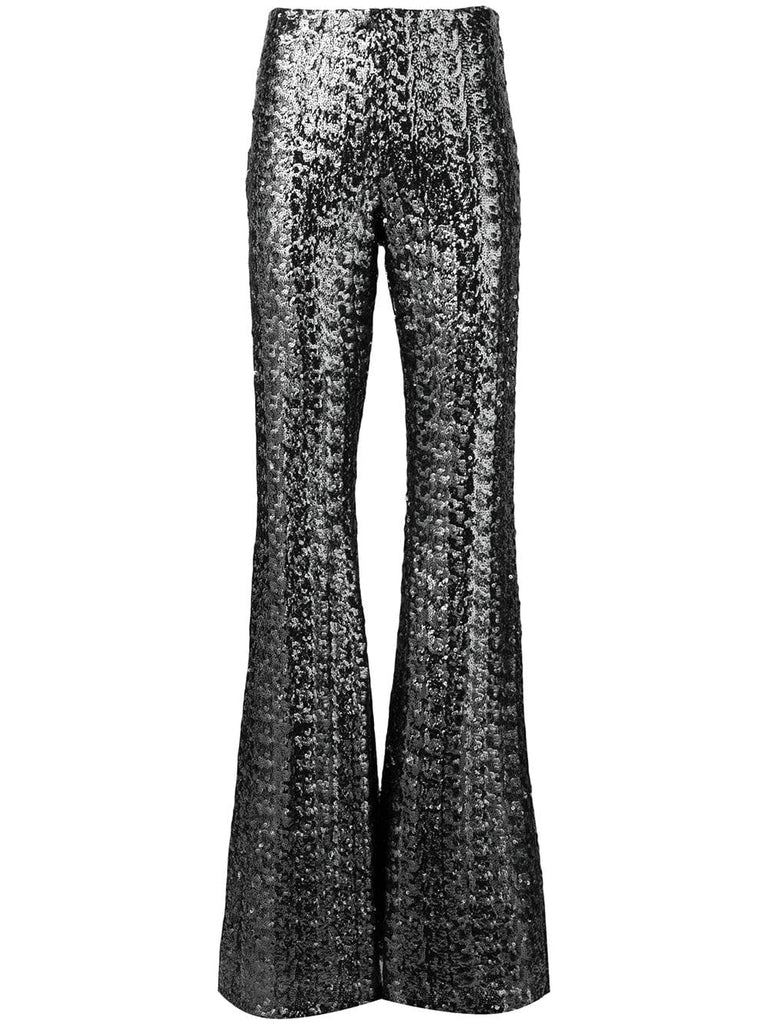 sequinned flare trousers