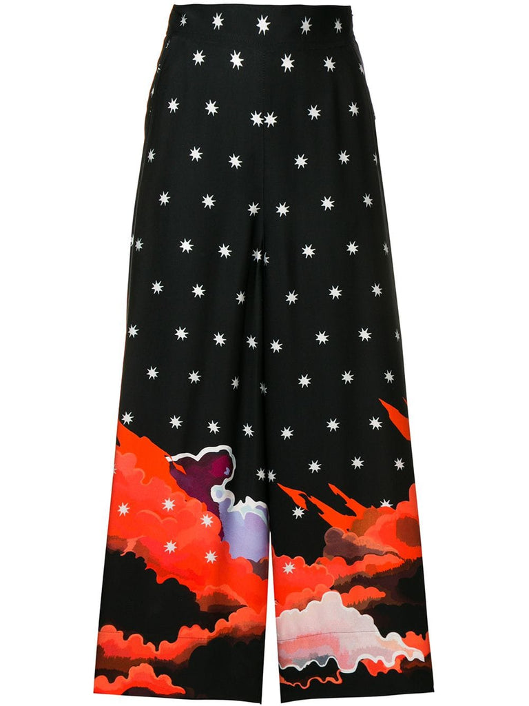 Cloud print cropped trousers