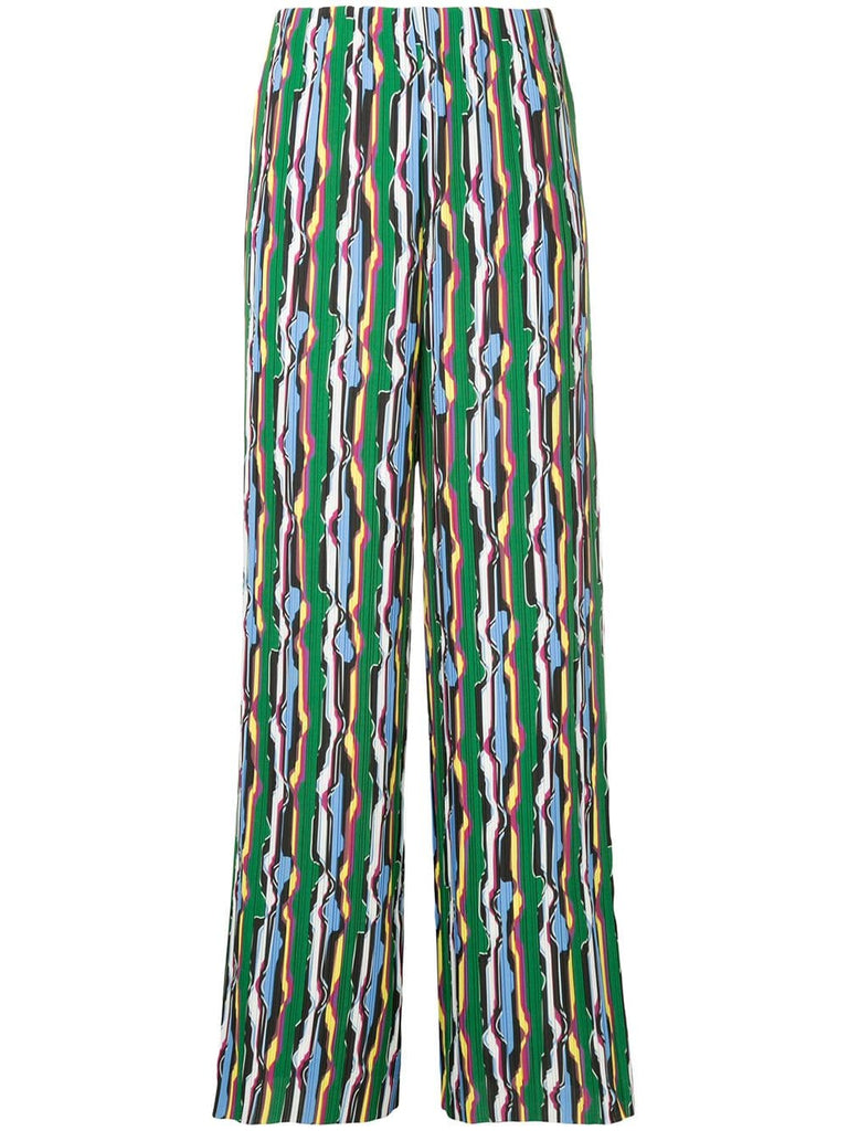 patterned wide leg trousers