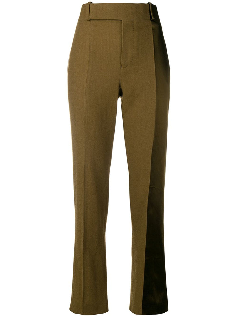 panelled straight-leg trousers