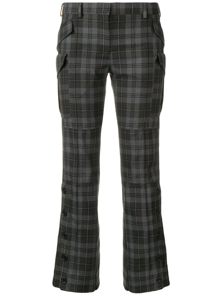 flared tartan cropped trousers