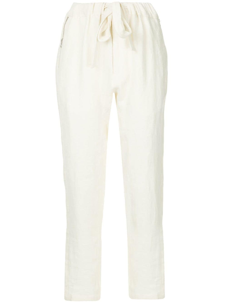 tie waist tapered trousers