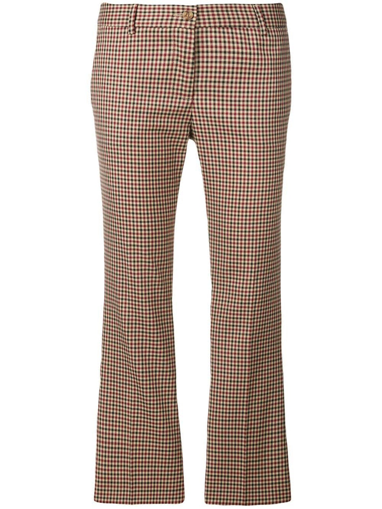 grid patterned cropped trousers