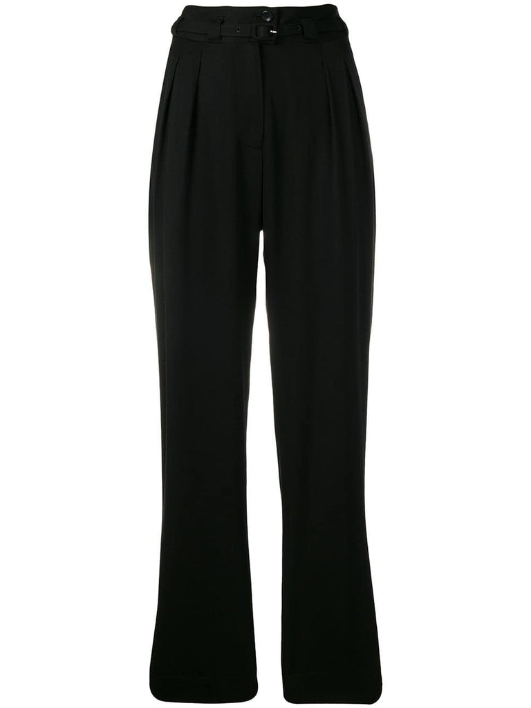 belted straight trousers