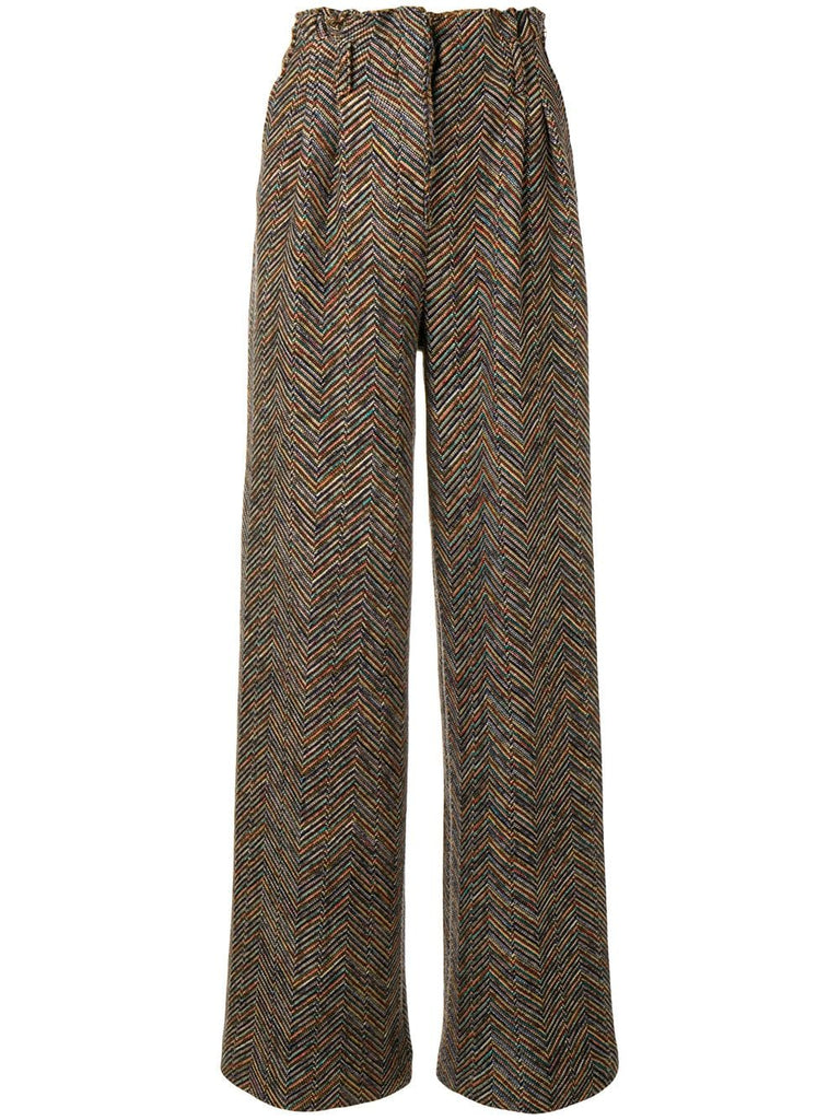 herringbone flared trousers