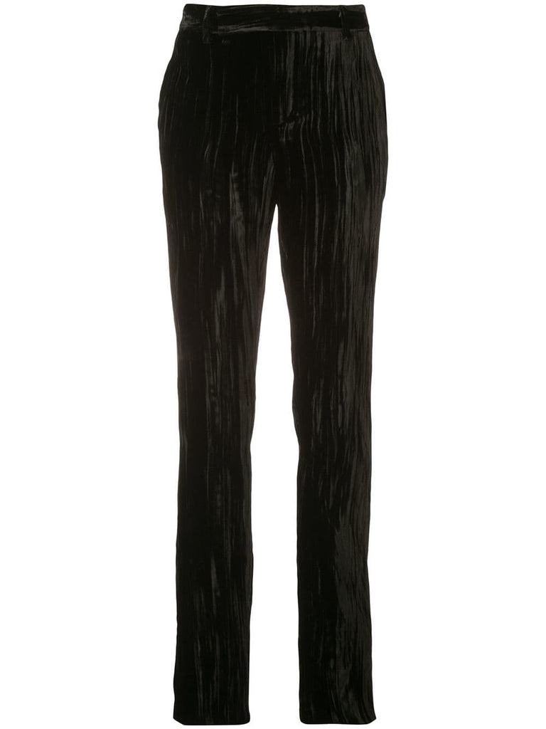 textured straight-leg trousers