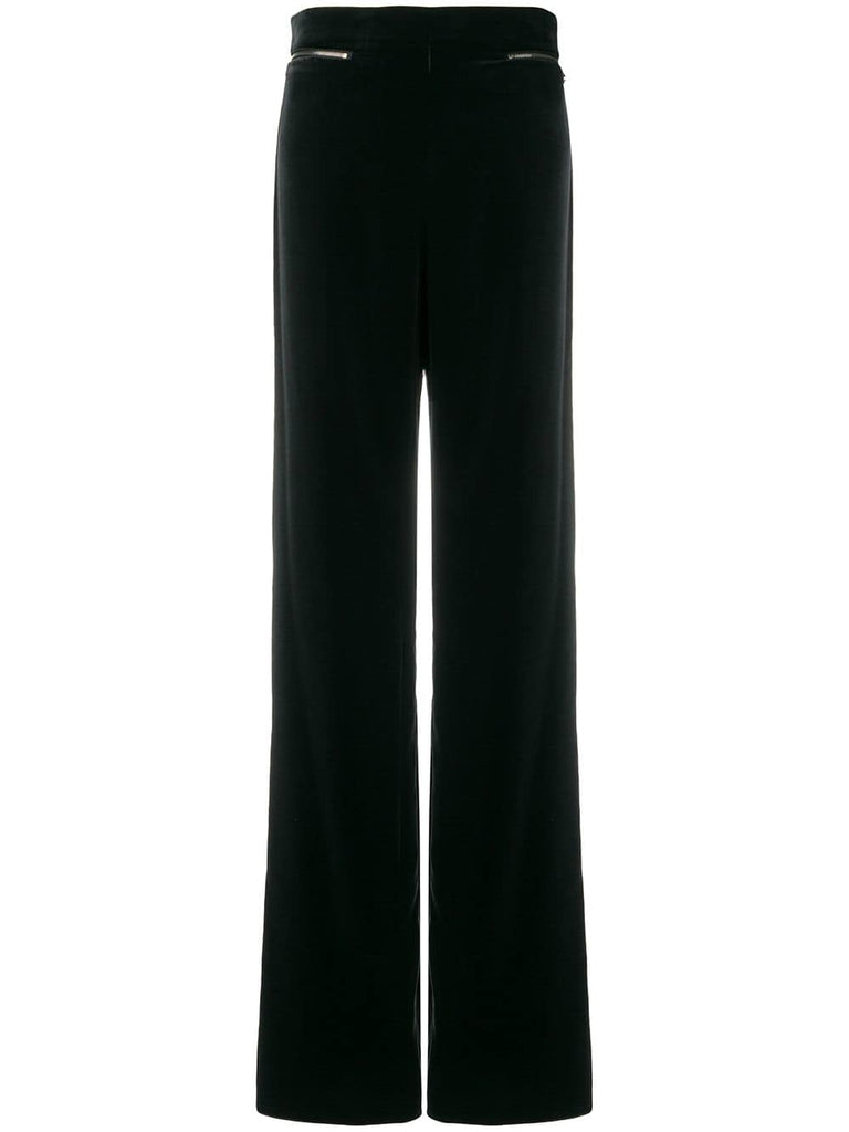 high waist zip detail trousers