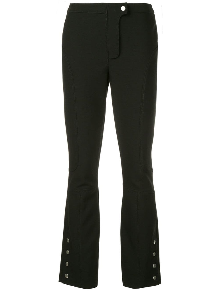 press stud flared trousers