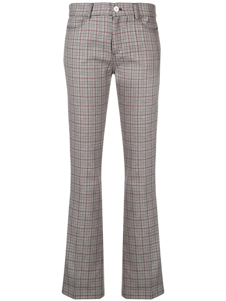 checked straight-leg trousers