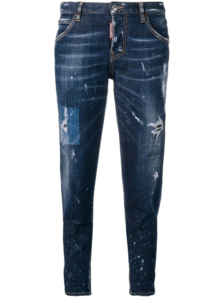 cropped distressed jeans