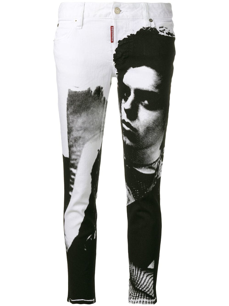 printed slim fit trousers