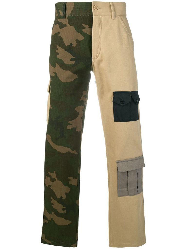 bi-colour cargo trousers