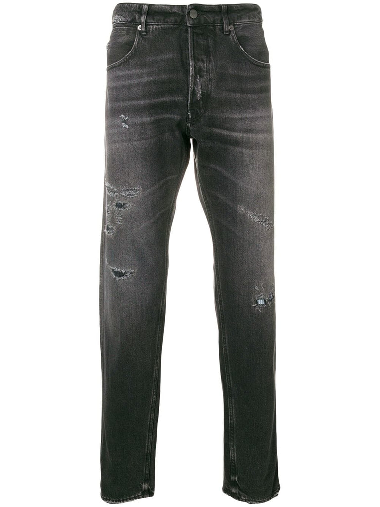 distressed straight-leg jeans