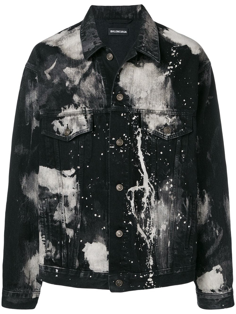 paint stain denim jacket