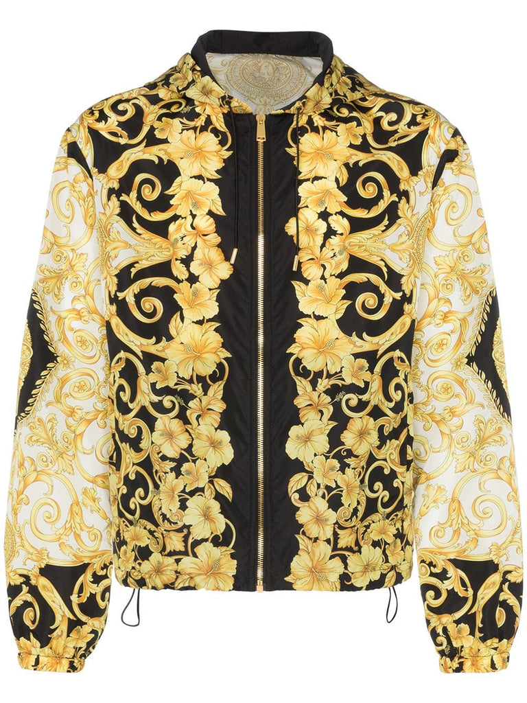 Baroque print hooded jacket