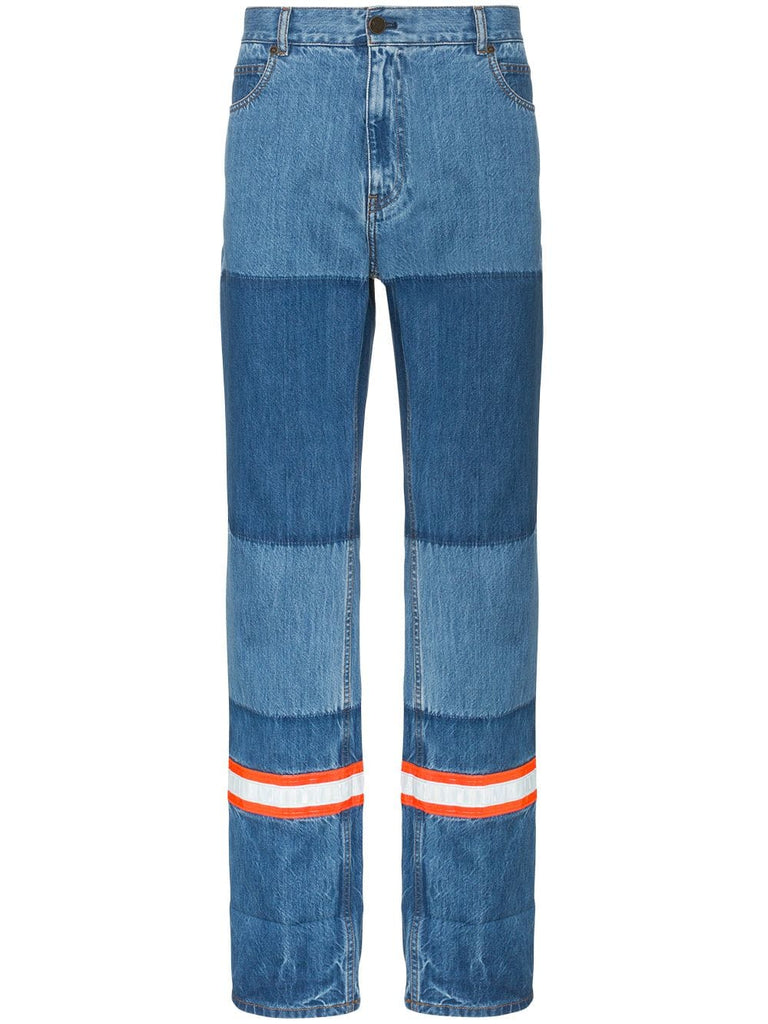 Straight leg patchwork jeans