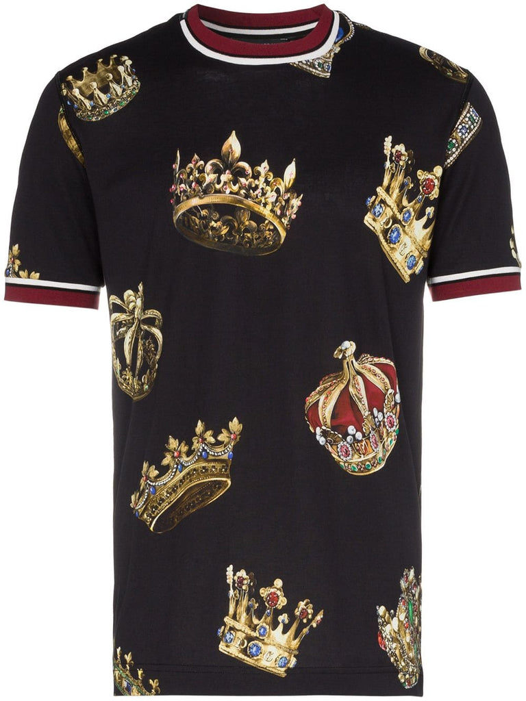 short sleeved crowns print T-shirt