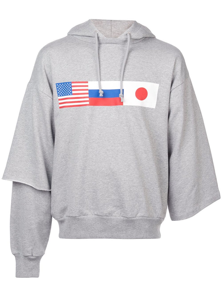 asymmetric flag print hoodie