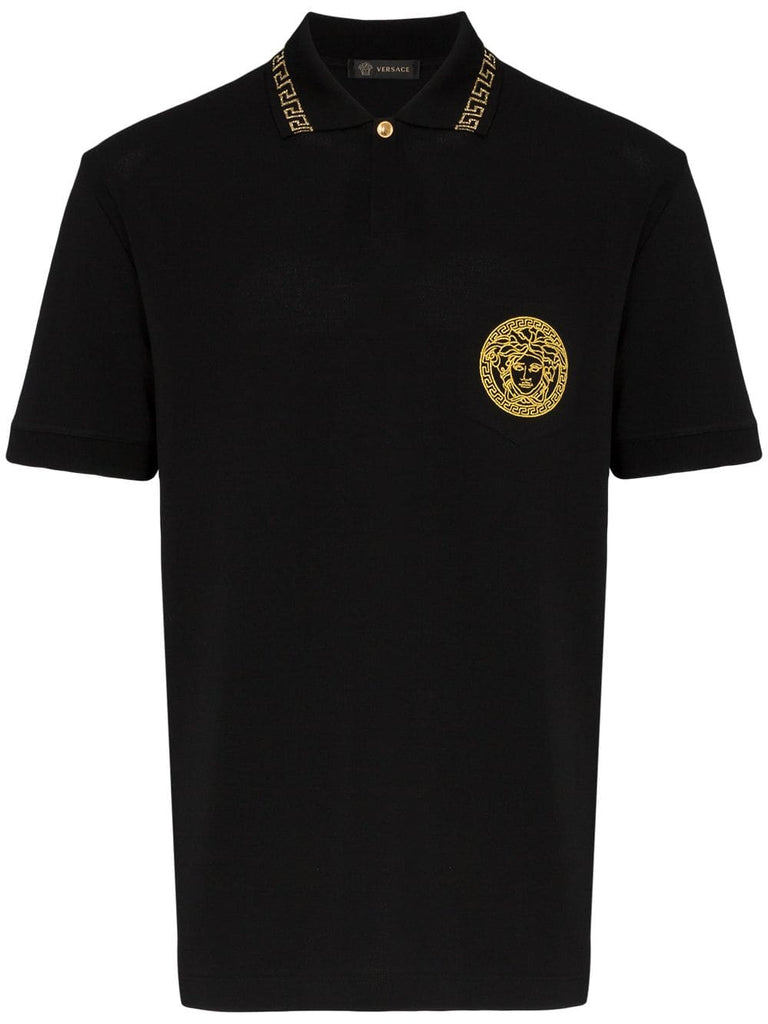 medusa embroidered cotton polo shirt