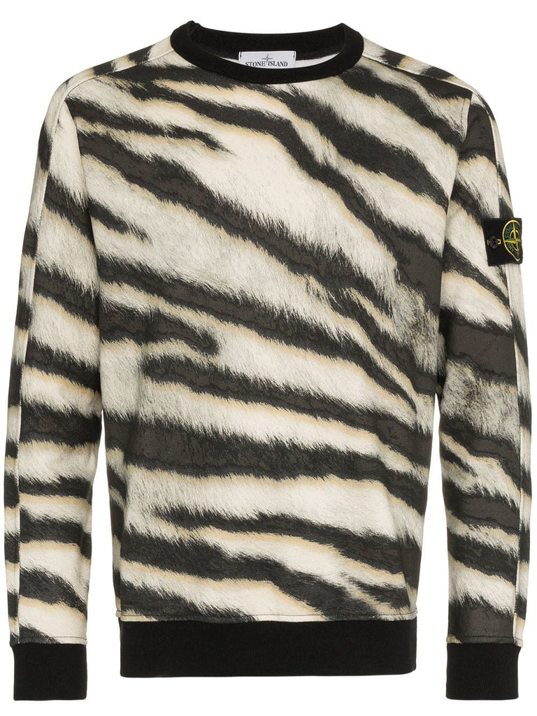 zebra print cotton sweatshirt