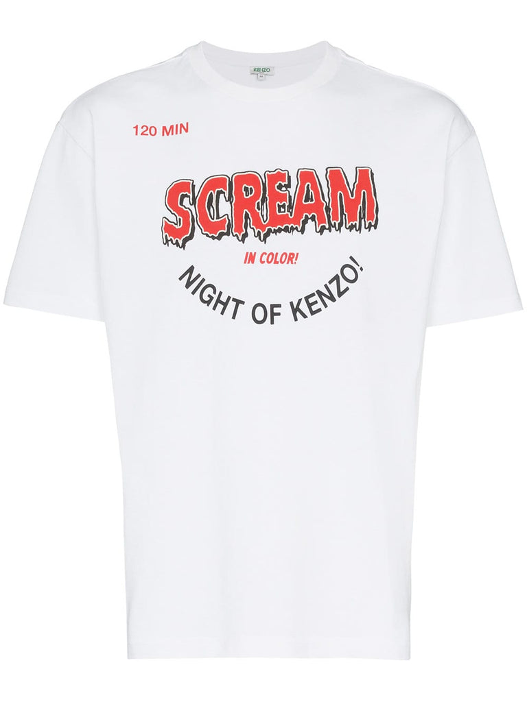 Scream print short sleeve cotton t shirt