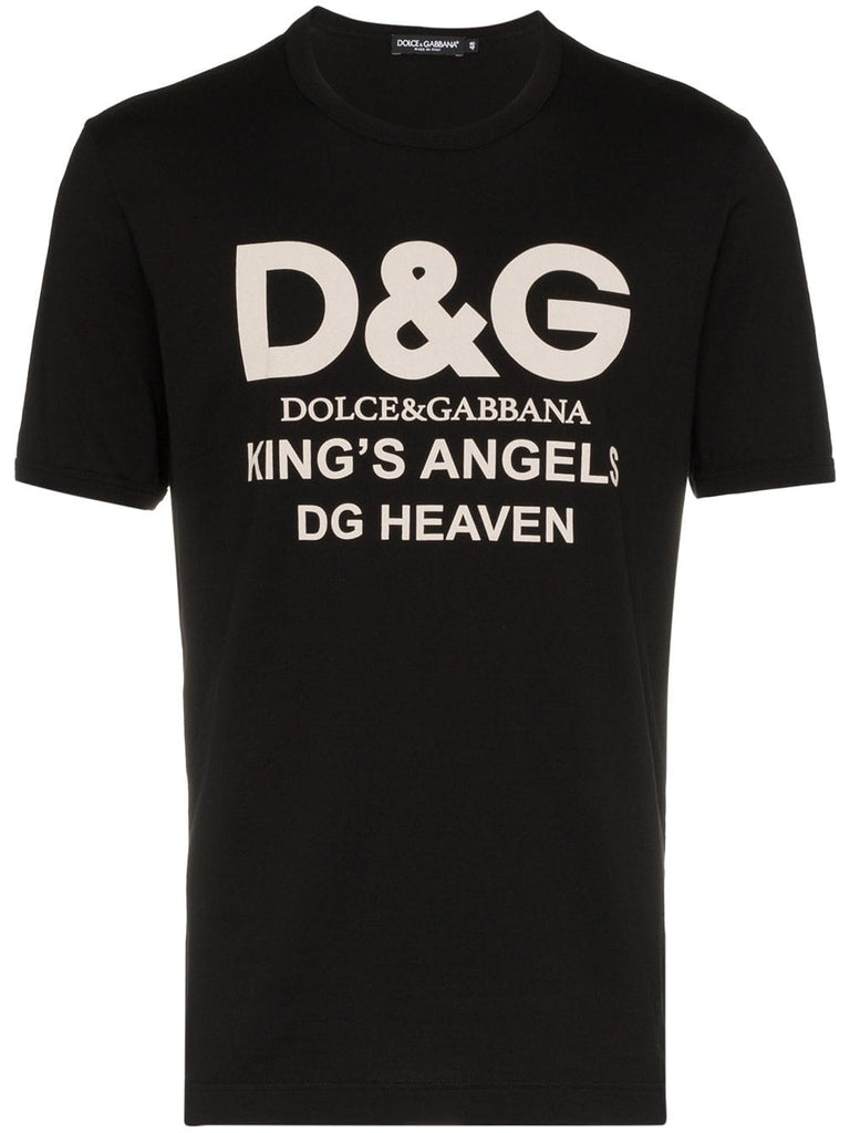 King's Angels logo print cotton t shirt