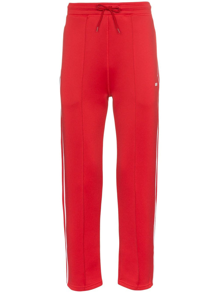 red logo print cotton blend sweat pants