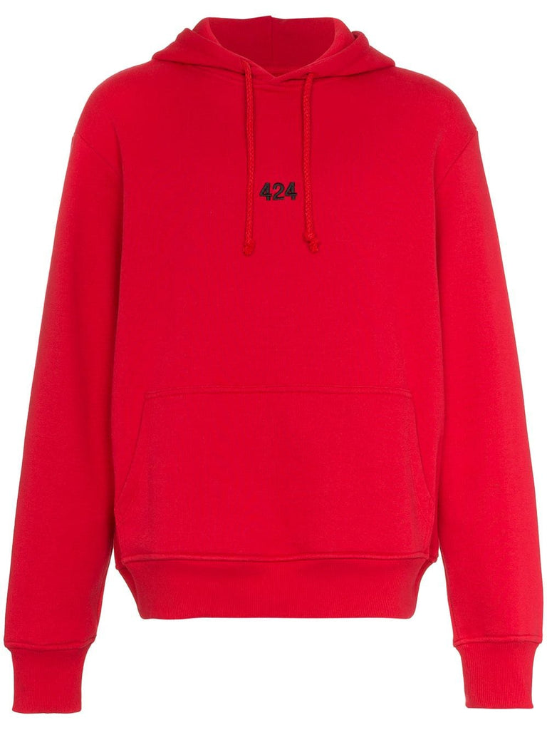 logo embroidered cotton hoodie