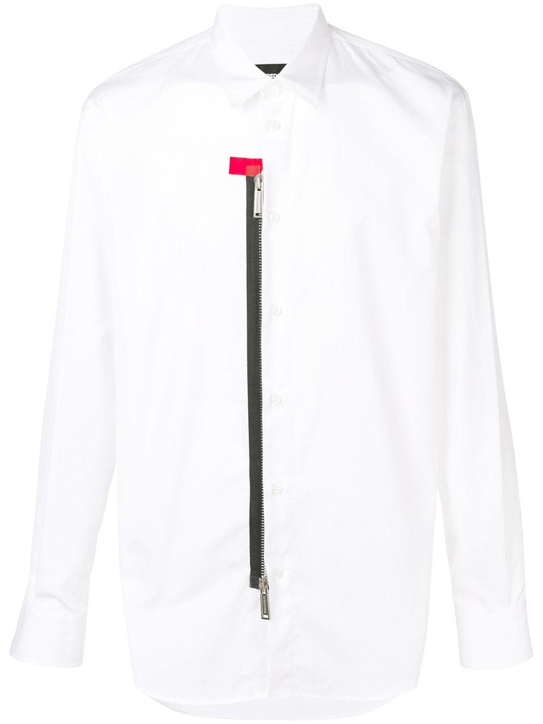 contrast zip shirt