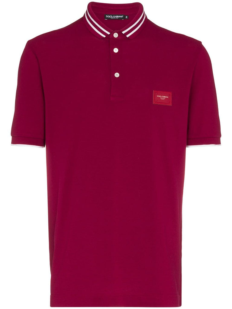 logo embellished cotton polo top