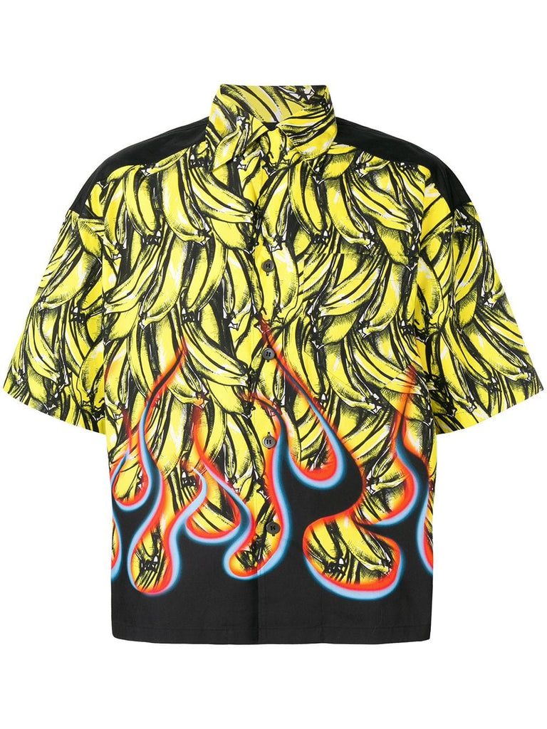 banana flame print cotton shirt