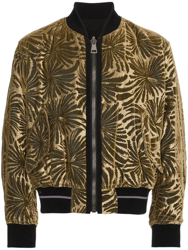 Reversible brocade bomber jacket