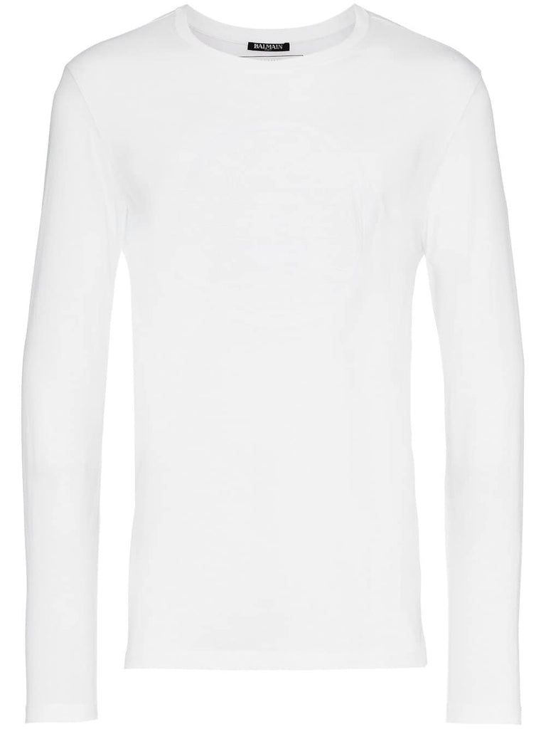 blanc white long sleeve logo tshirt