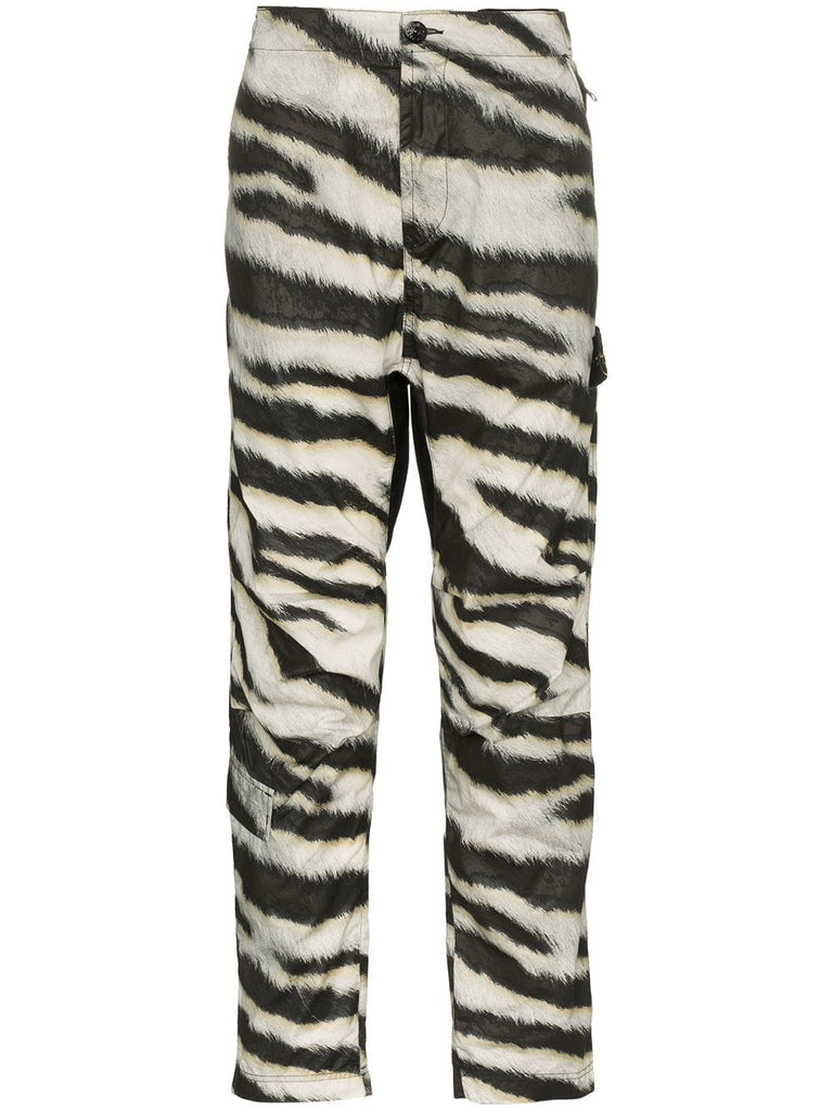 zebra print track pants