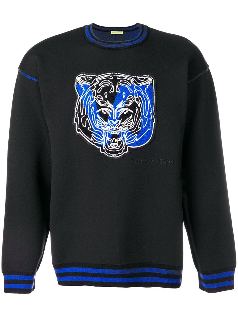 striped rib neck tiger sweatshirt