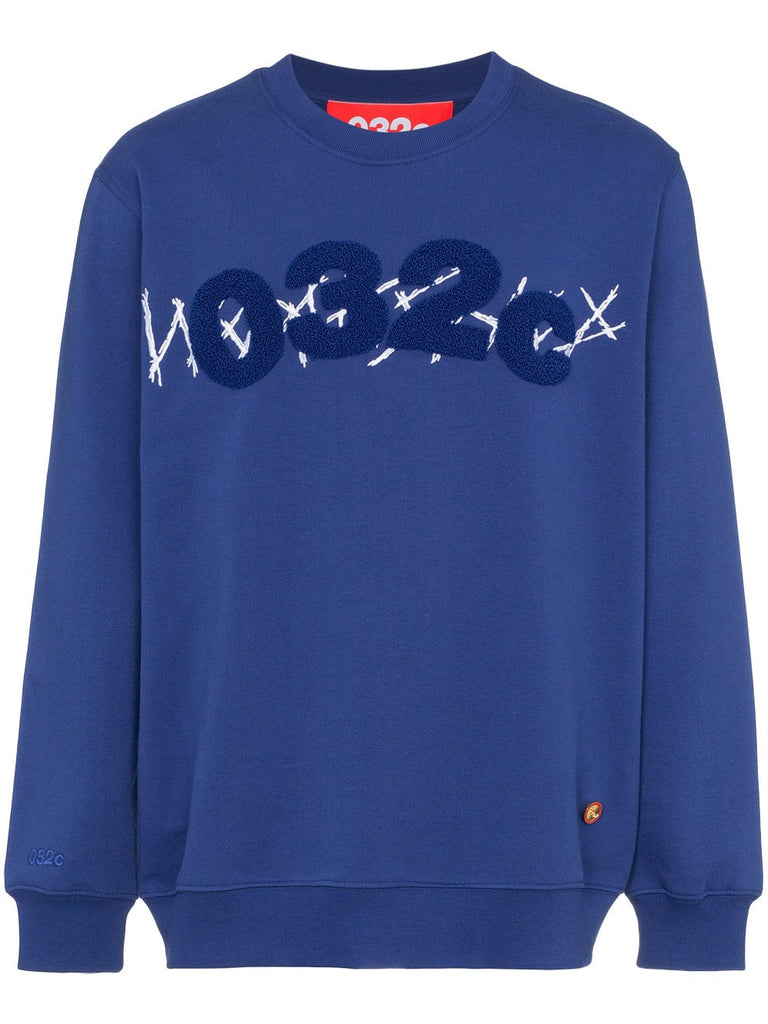 Blue cotton embroidered sweatshirt