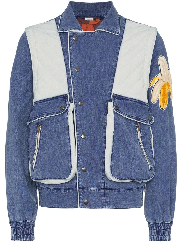 Printed logo washed denim jacket