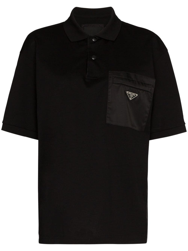 logo plaque embellished pocket polo shirt