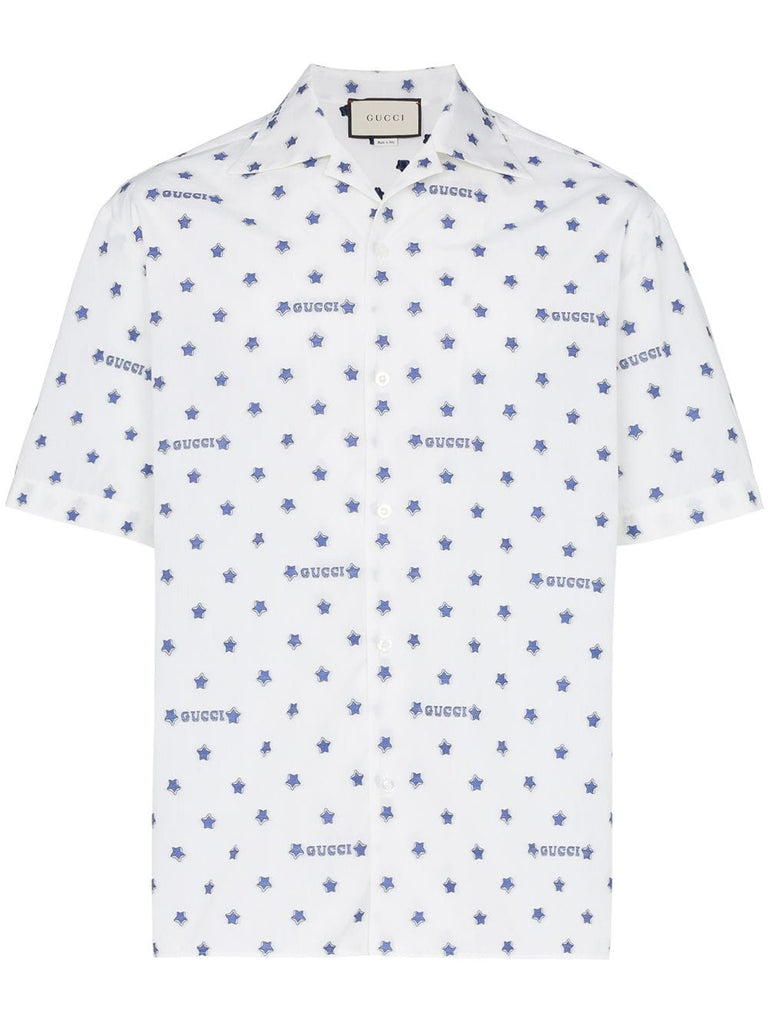 star and logo print cotton shirt