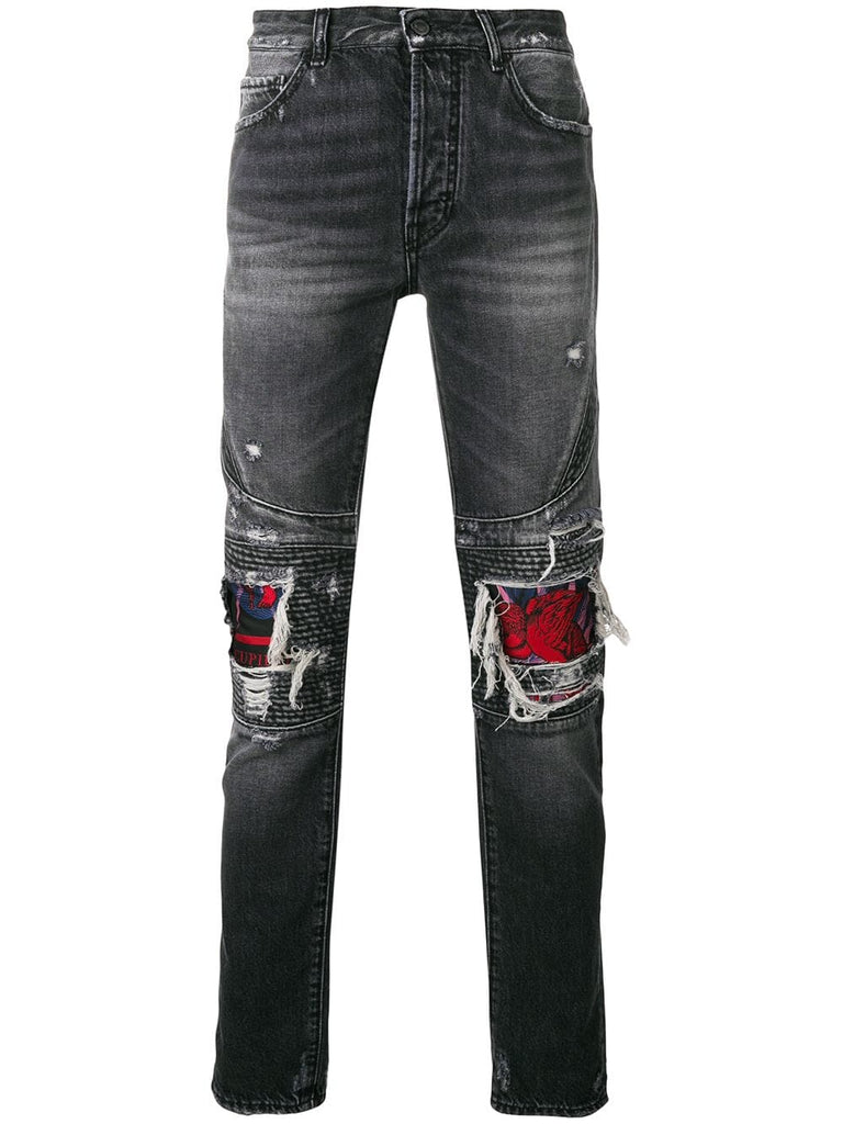 Skull biker jeans