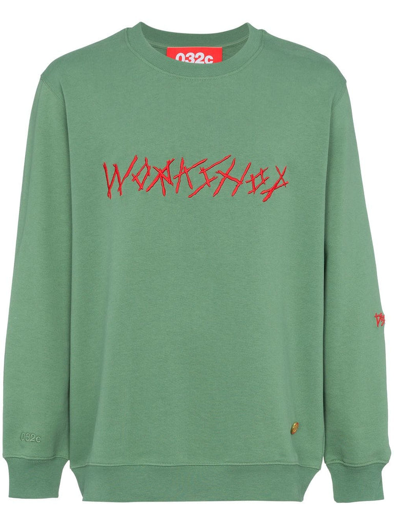 Green embroidered sweatshirt