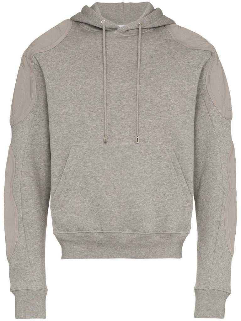 grey patch detail cotton hoodie