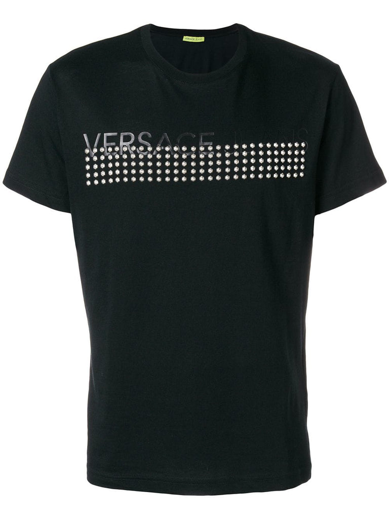 logo printed stud trimmed T-shirt