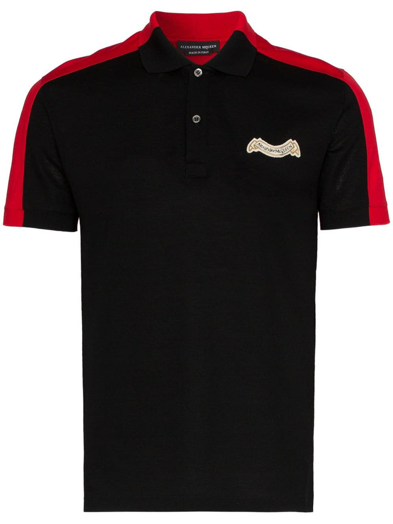 logo embroidered two tone polo shirt