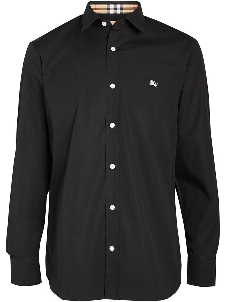 Contrast Button Stretch Cotton Shirt