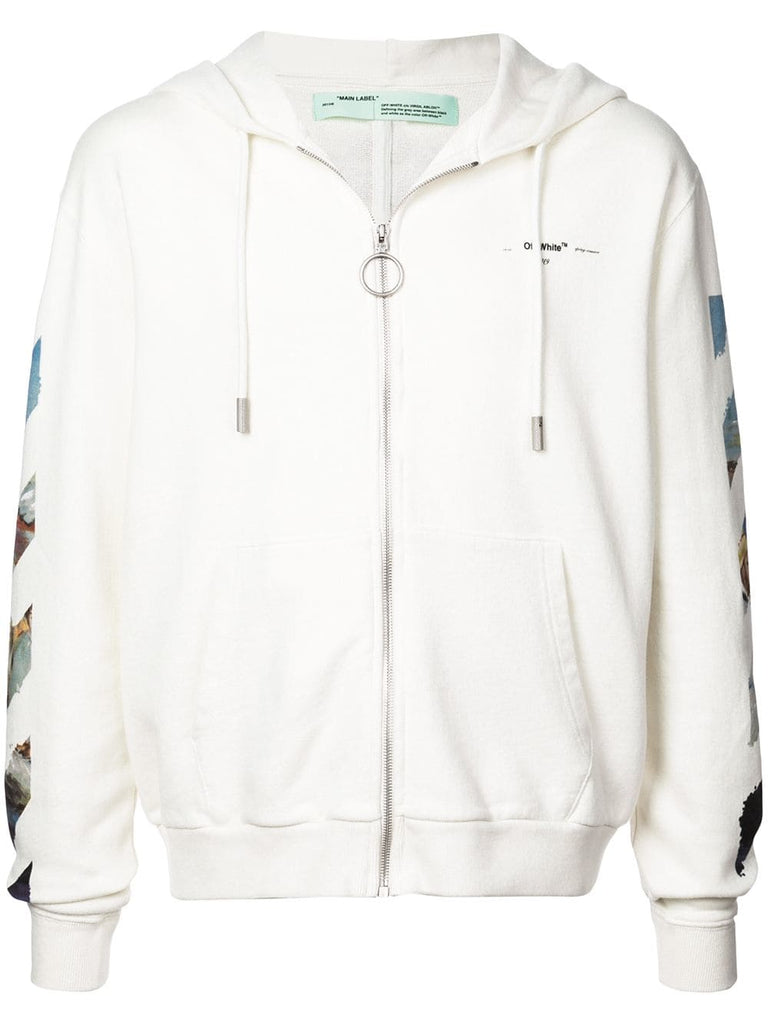 zipped up hoodie