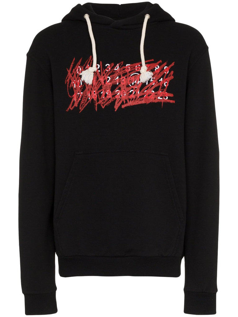 printed numbers long sleeve hoodie