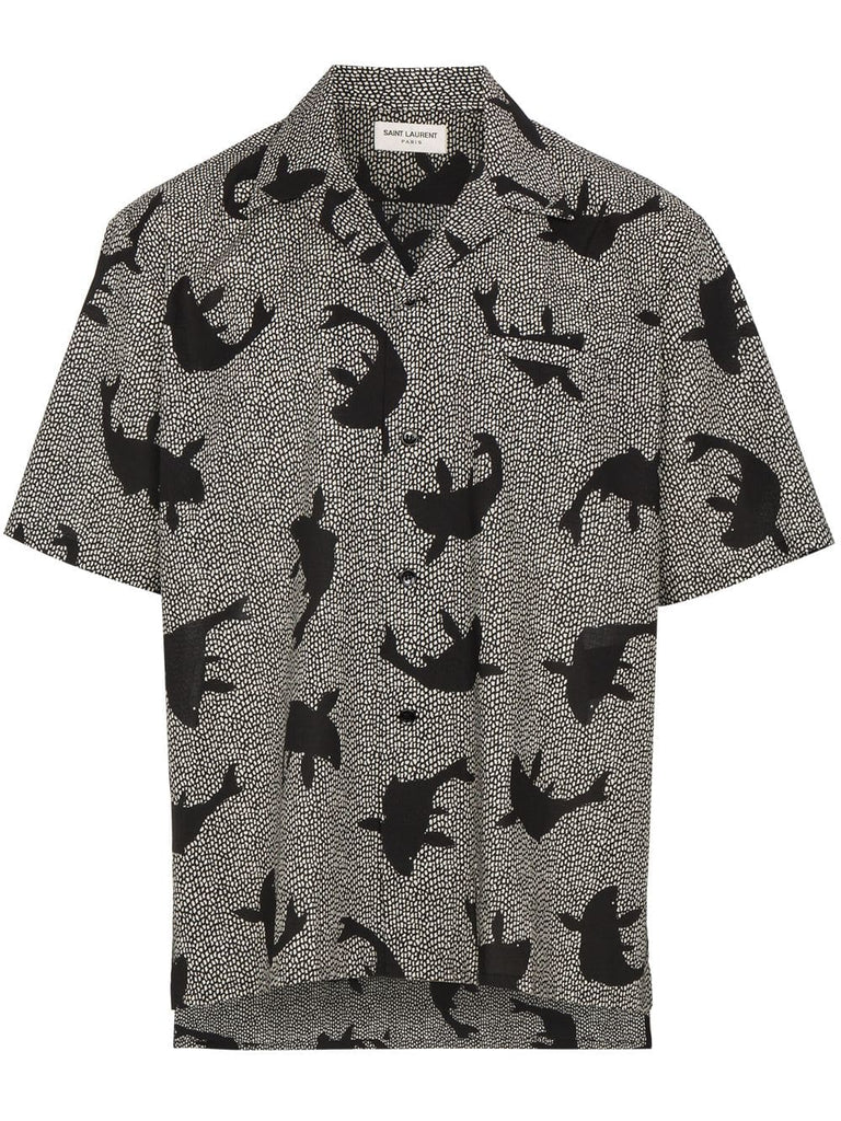 Koi print bowling shirt