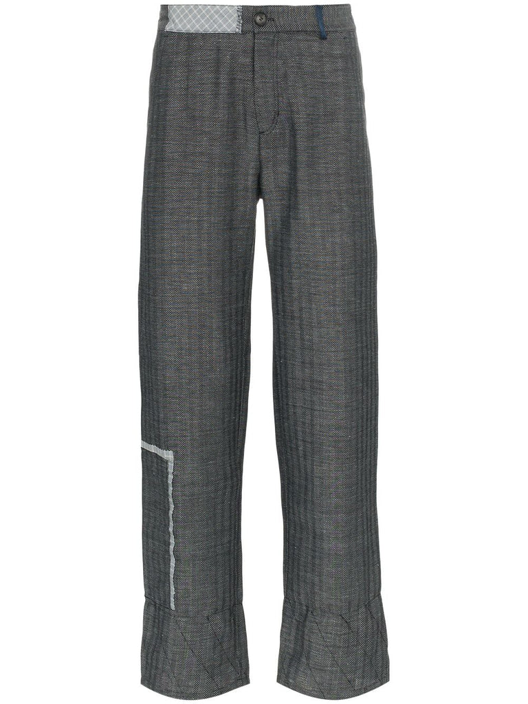 slouch virgin wool linen-blend tapered trousers